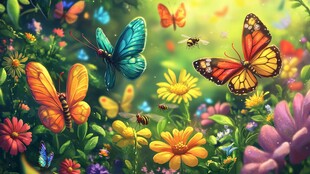 蝶舞花丛间 缤纷自然景