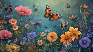 蝶舞花丛间的绚烂景致