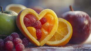 心形水果拼盘 色彩缤纷