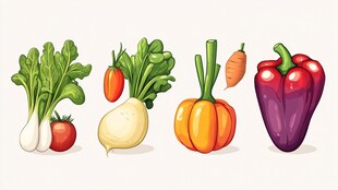 多彩新鲜蔬菜插画集合