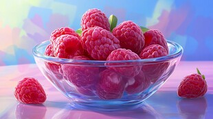 玻璃碗中的新鲜树莓