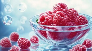 晶莹碗中树莓 清新诱人