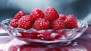 玻璃碗中的新鲜树莓