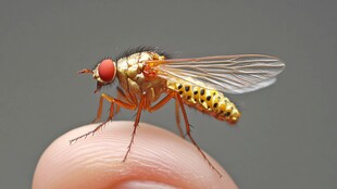 指尖上的金色小果蝇