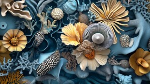 梦幻海洋风立体花卉组合