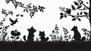 森林中的动物剪影