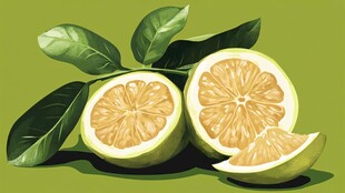 清新柠檬切片插画