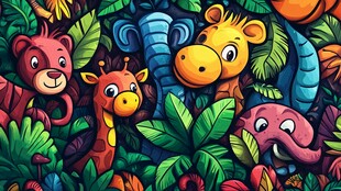 丛林中的可爱动物们