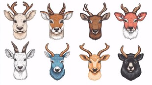 多样鹿头插画集合