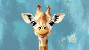 可爱长颈鹿头像特写