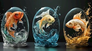 玻璃金鱼摆件 灵动艺术之美