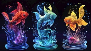 梦幻炫彩金鱼雕塑艺术