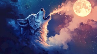 月夜孤狼仰天长啸