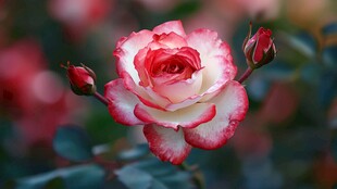 双色玫瑰绽放的美丽瞬间