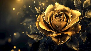 璀璨金玫瑰闪耀梦幻光芒