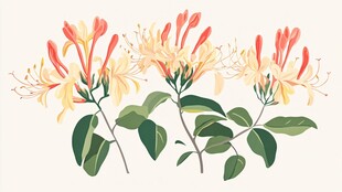 三株金银花插画展示