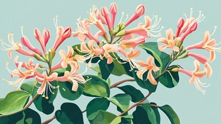 娇艳金银花绽放枝头