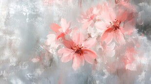 梦幻粉色花卉艺术画