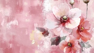 粉色花卉水彩风唯美画面
