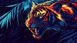 炫彩猛虎于神秘丛林咆哮