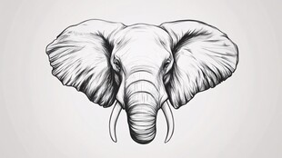 大象素描头像