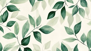 清新绿叶植物无缝背景图