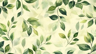 清新绿叶水彩风背景图案