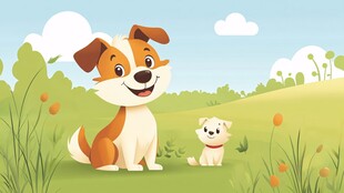 草地上的快乐狗狗