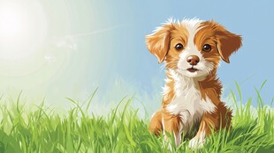阳光下的可爱小萌犬