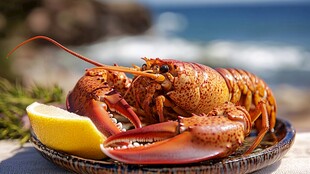 海边盘上的美味大龙虾