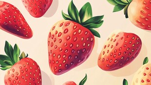 草莓图案 清新可爱水果插画