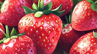 饱满多汁的新鲜草莓插画