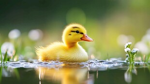 小黄鸭水中游 清新治愈