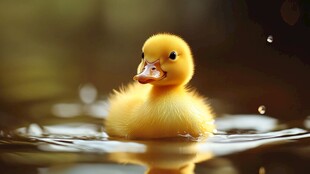 小黄鸭水中悠然自得