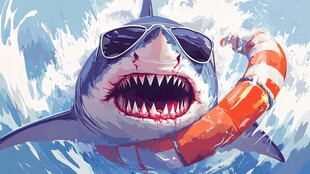 时尚酷鲨海中畅游