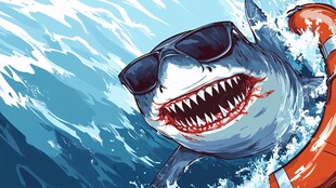 酷炫鲨鱼冲浪欢乐瞬间