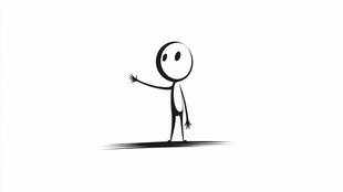 指向右侧的简约火柴人