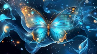 梦幻蓝蝶于星河中飞舞