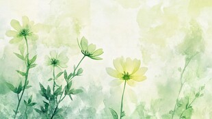 清新水彩风的春日花卉图