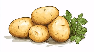 新鲜土豆与翠绿欧芹