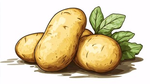 新鲜土豆插画图