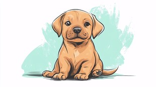可爱拉布拉多幼犬插画