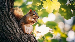 树上松鼠享美食
