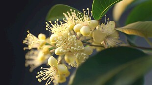 金黄花朵绿叶相伴的景致