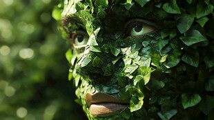 绿叶覆面的奇幻人像