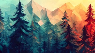 梦幻多边形山林风景图