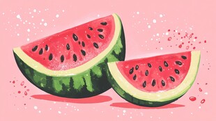 夏日双片西瓜插画