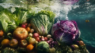 水下缤纷蔬菜奇幻景象