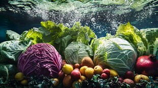 水下缤纷蔬菜的梦幻景象