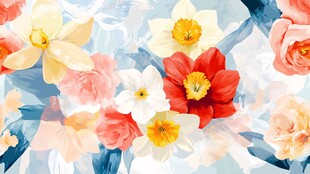 水彩花卉图案 清新浪漫风